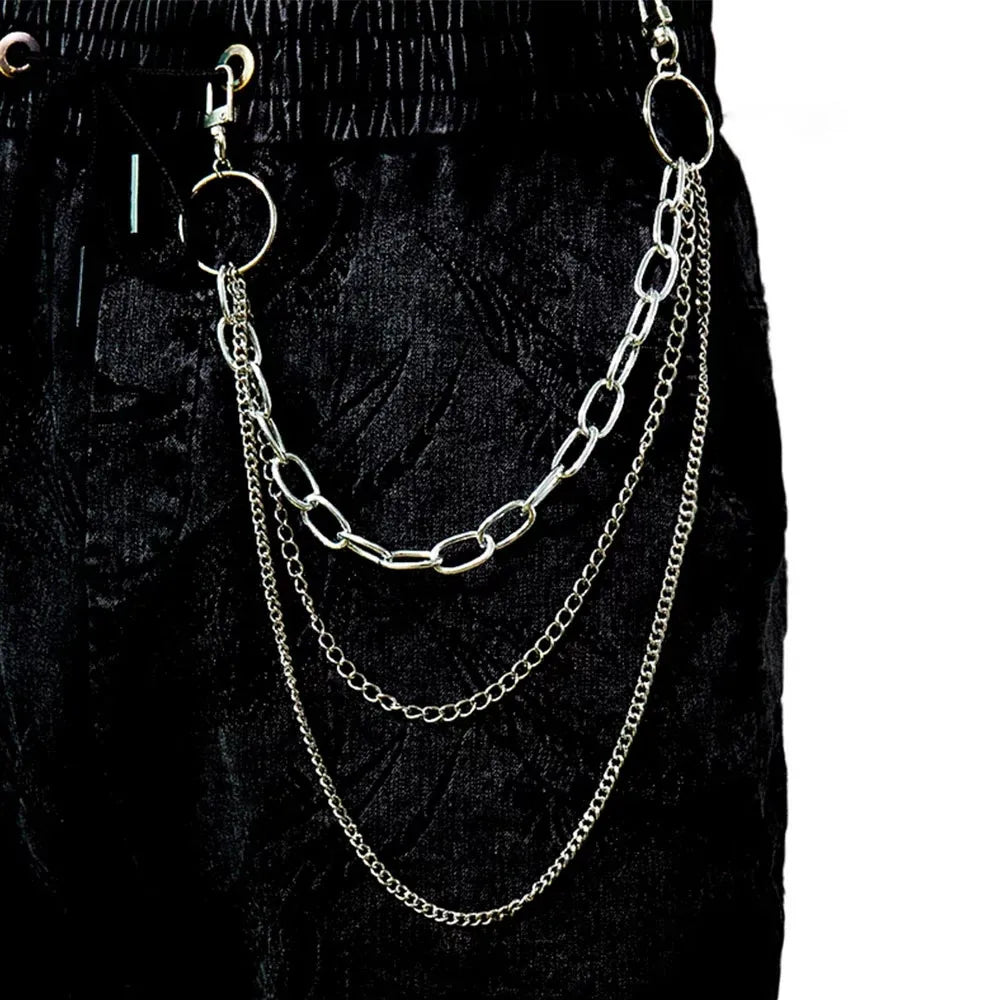 Vintage Long Metal Rock Trousers Hipster Pant Jean Keychain Ring Clip Tassel Keychains Women Accessory