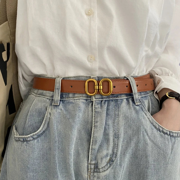 Fashion PU Leather Belt for Women Designer Metal Buckle Waist Strap Female Jeans Dress Trouser All-match Decorative Waistband