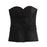 TRAFZA Women Elegant Solid Pant Suit Front Button Strapless Sexy Tank Tops + Side Slit Trouser Female Fashion Streetwear Sets