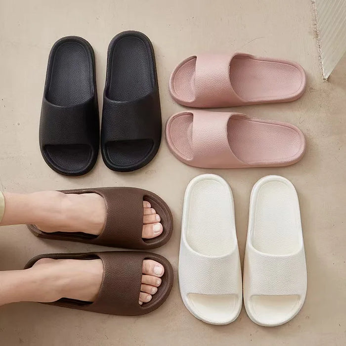 Women Home Slippers Beach Slides Solid Color Mens Thick Sole Indoor Bathroom Anti Slip Shoes Summer Couple Sandals