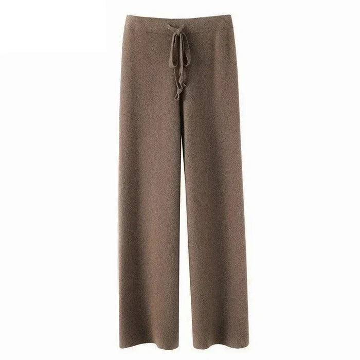 Autumn and Winter New High-waisted Loose Wool Knitted Wide-leg Trousers for Women To Wear Straight Leg Wide-leg Moped Trousers