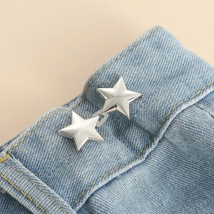 1Pair Detachable Metal Star Tighten Waist Button For Skirt Pant Adiustable Sewing-Free Buckle Jeans Reduce Waist Tighten Brooch