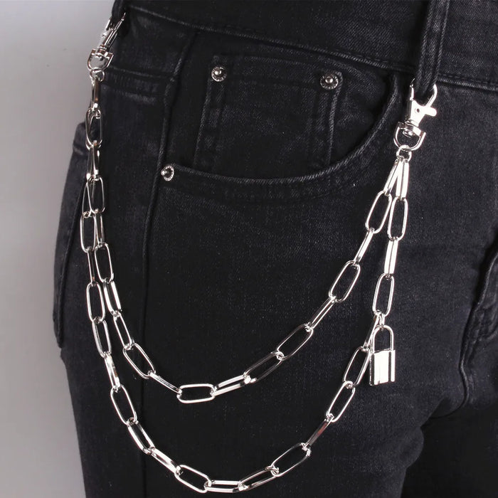 Vintage Long Metal Rock Trousers Hipster Pant Jean Keychain Ring Clip Tassel Keychains Women Accessory