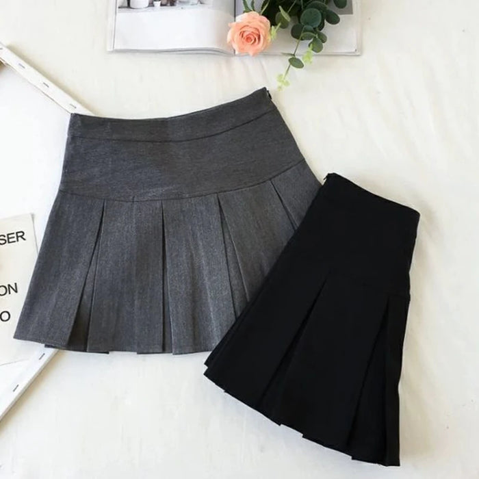 Fashion A Line Women Pleated Skirt High Waist Zipper Grey Student Mini Skirt JK Summer New 2023 Black Ladies Suit Skirt