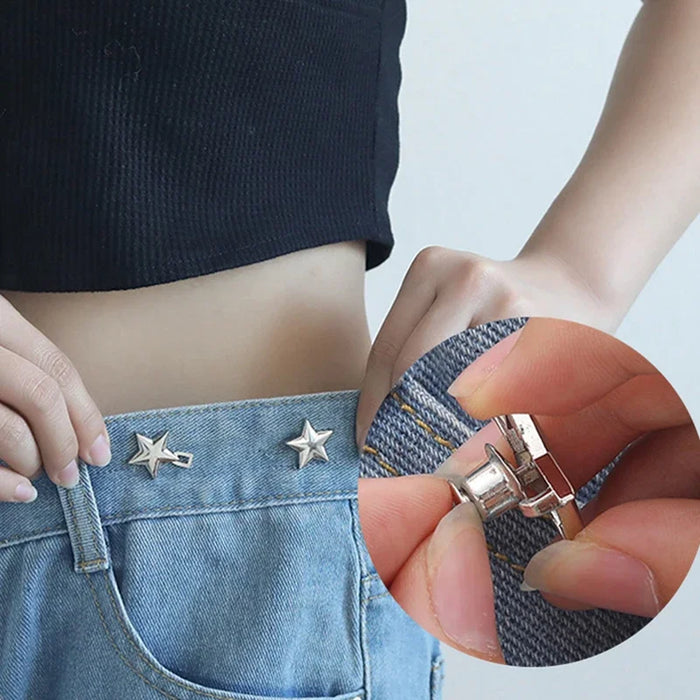 1Pair Detachable Metal Star Tighten Waist Button For Skirt Pant Adiustable Sewing-Free Buckle Jeans Reduce Waist Tighten Brooch