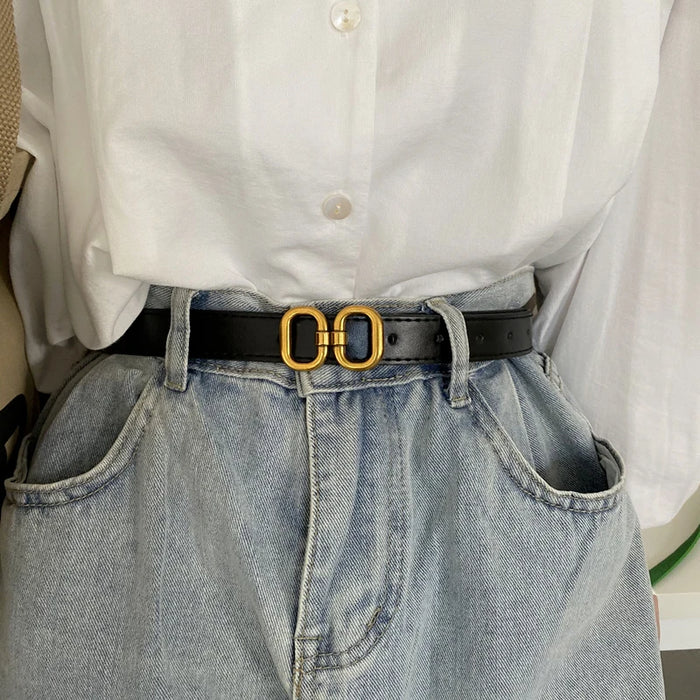 Fashion PU Leather Belt for Women Designer Metal Buckle Waist Strap Female Jeans Dress Trouser All-match Decorative Waistband