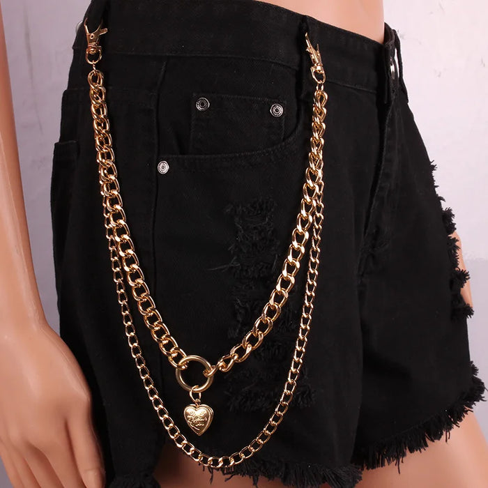 Vintage Long Metal Rock Trousers Hipster Pant Jean Keychain Ring Clip Tassel Keychains Women Accessory