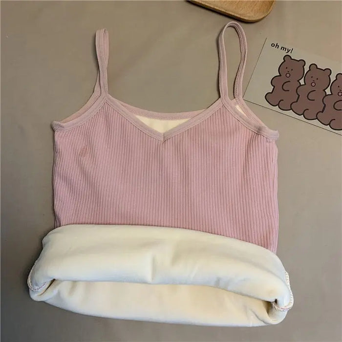 Women Sleeveless Top Thin Velvet Corset Top Winter Warm Fleece Tank Tops Breathable Solid Loose Comfortable Woman T-shirt Female