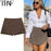 TRAF Women's Skort High Waist Brown Skirt Pants Stylish Summer Pink Black Mini Skirt Shorts Asymmetric Casual Off White Skort