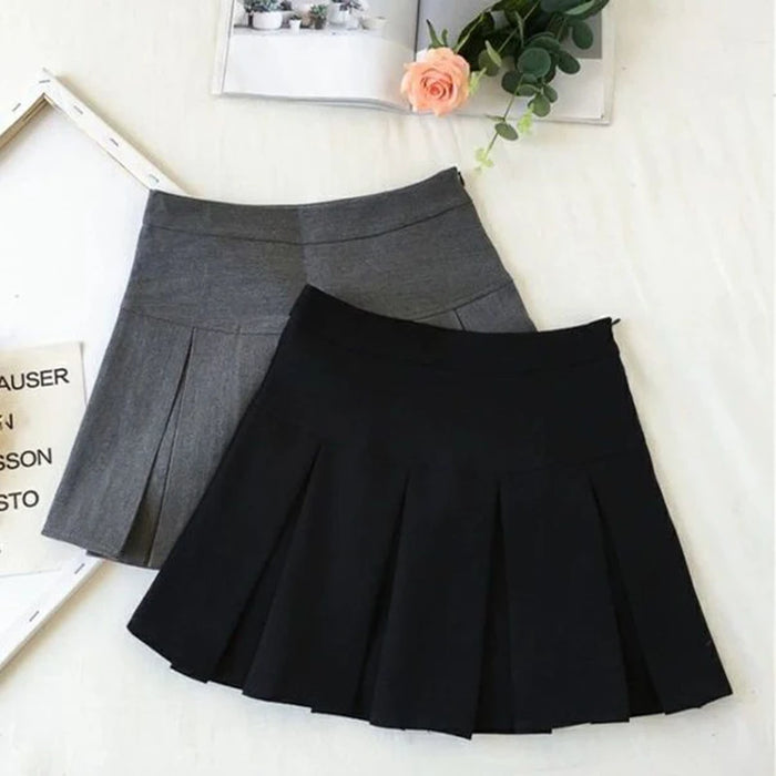 Fashion A Line Women Pleated Skirt High Waist Zipper Grey Student Mini Skirt JK Summer New 2023 Black Ladies Suit Skirt