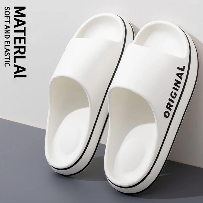 Feslishoet Women Letter Slippers Beach Slides Solid Color Mens Thick Sole Indoor Bathroom Anti Slip Shoes Summer Couple Sandals