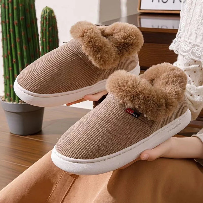 Kidmi Winter Women Shoes Casual House Shoes For Men 2024 Outdoor Warm Cotton Shoes For Women Indoor Plush Padded Slippers Female