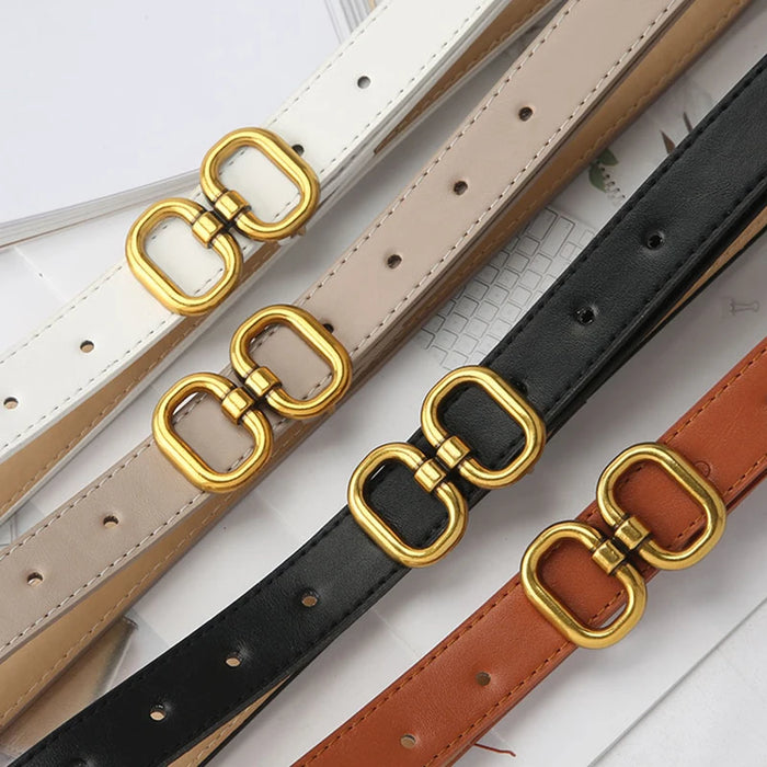 Fashion PU Leather Belt for Women Designer Metal Buckle Waist Strap Female Jeans Dress Trouser All-match Decorative Waistband