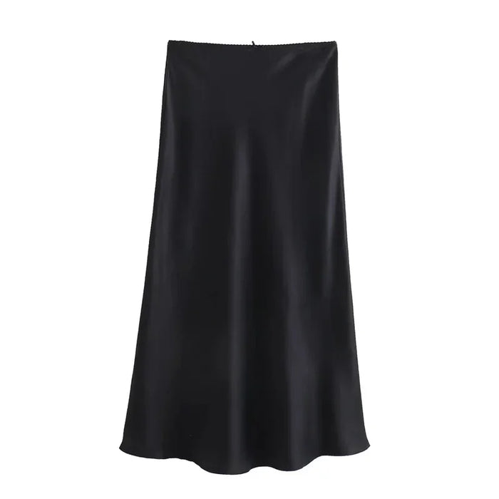 ASDS Black Satin Skirt Woman Bow Elegant Long Skirts For Women 2024 Summer High Waist Midi Skirt Fashion New In Women's Skirts