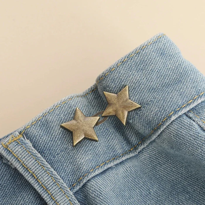 1Pair Detachable Metal Star Tighten Waist Button For Skirt Pant Adiustable Sewing-Free Buckle Jeans Reduce Waist Tighten Brooch